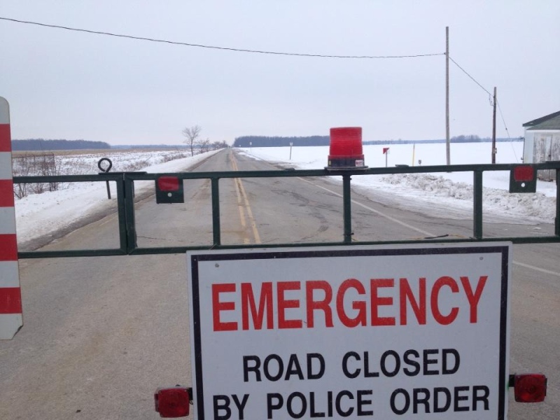OPP at the scene of a sudden death investigation in a woodlot near Petrolia, Ont. on Thursday, Jan. 3, 2012. (Daryl Newcombe / CTV London)