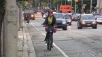A cyclist is seen biking in Toronto in this file photo. 
