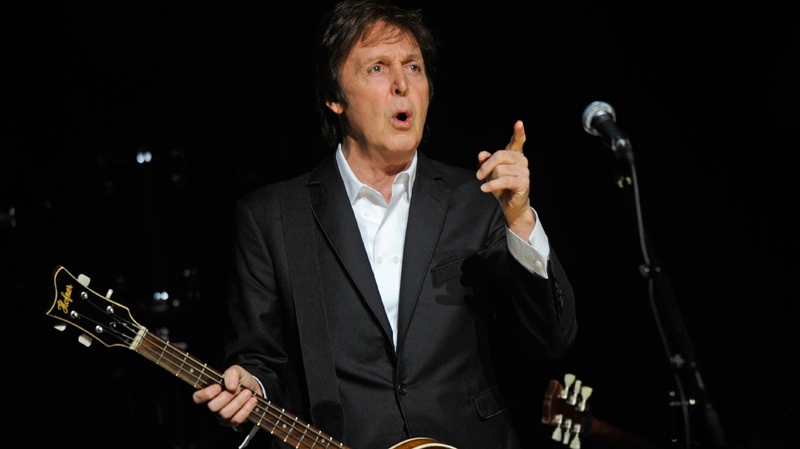Paul McCartney performs in concert for the first time at Harlem's famed Apollo Theater, Monday, Dec. 13, 2010 in New York. (AP / Henny Ray Abrams)