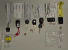 Keys from allegedly stolen vehicles are shown in this police handout photo.