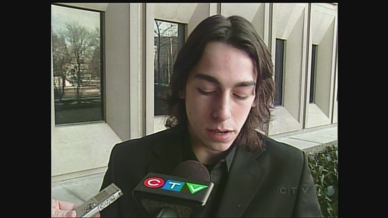 Marco Brusco, who was convicted in the St. Patrick's Day riot on Fleming Drive, speaks outside the courthouse in London, Ont. on Thursday, Jan. 10, 2013.