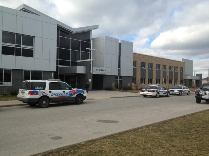 Windsor police put St. Joseph's high school on lockdown during a firearms investigation Thursday, Jan. 17, 2013. (Christie Bezaire / CTV Windsor)