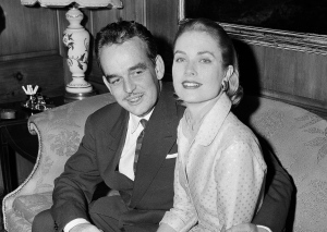 This Jan. 5, 1956 file photo shows American actress Grace Kelly, right, with Prince Rainier III of Monaco in the home of Miss Kelly's parents in Philadelphia.  (AP Photo, file)
