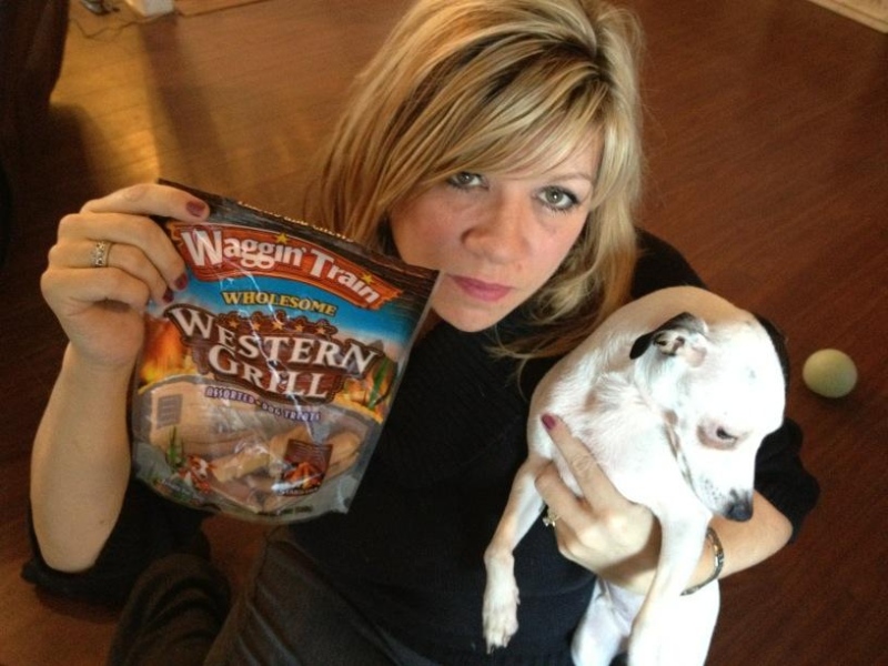 Sherri Breaton and her dog Tego with Waggin’ Train and Canyon Creek Ranch dog treats in Windsor, Ont., Jan. 17, 2013. (Christie Bezaire / CTV Windsor)