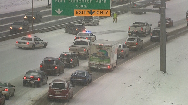 Police are asking motorists to take it slow as several collisions have disrupted traffic on Whitemud Drive. 