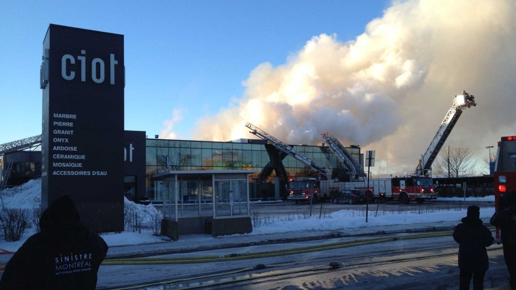 A fire at Ciot on St-Laurent Blvd. on Sunday after