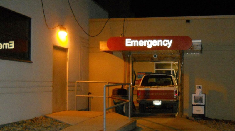 An SUV sits in the Kelowna General Hospital Entrance late Tuesday Dec. 28, 2010. (THE CANADIAN PRESS/HO, Dave Trifunov)