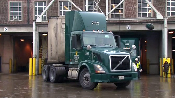 The last truckload of Toronto trash departs for a landfill in Michigan, Thursday, Dec. 30, 2010.