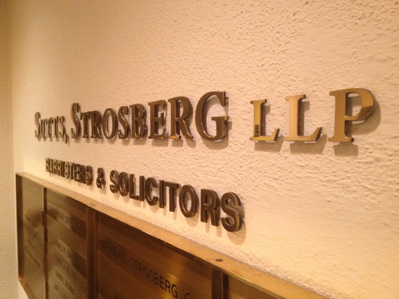 The sign for the Windsor office of Sutts, Strosberg LLP in Windsor, Ont., Friday, Feb. 1, 2013. (Rich Garton / CTV Windsor) 