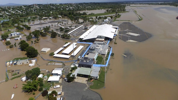 In this photo provided by the Rockhampton Regional Council, water inundates the airport at Rockhampton, Australia, Tuesday, Jan. 4, 2011. (AP / Rockhampton Regional Council)