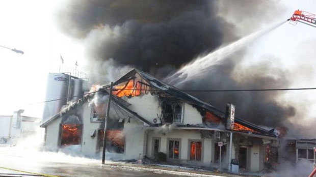 A MyNews contributor sends in this image of a fire at the St. Albert Cheese Factory in Ottawa on Sunday, Feb. 3, 2013. (Josh Nicol / MyNews.CTVNews.ca)