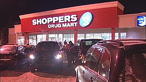 Two men, armed with guns, entered this pharmacy in Saskatoon on Tuesday evening and demanded an undisclosed amount of prescription drugs.