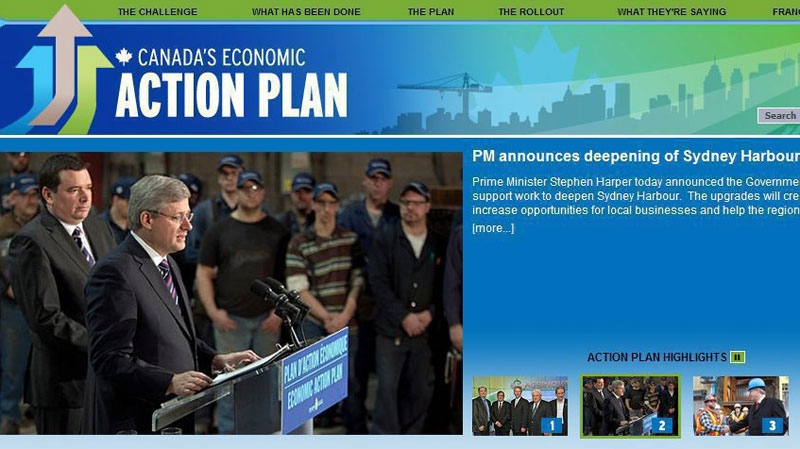 The home page for the website of Canada's Economic Action Plan is shown on Wednesday Jan. 5, 2011. 