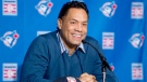 Former Toronto Blue Jays player Roberto Alomar smiles during a press conference in Toronto, Ont. following the announcement of his induction into the the Major League Baseball Hall of Fame, Jan. 5, 2011. (Darren Calabrese / THE CANADIAN PRESS)