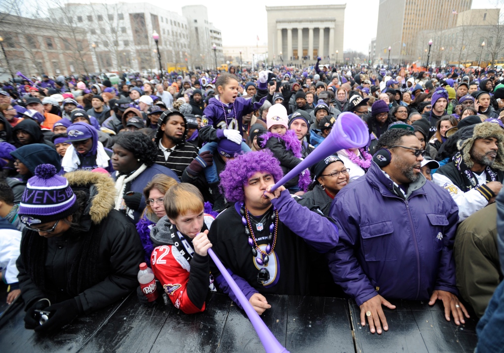 Baltimore Ravens celebrate Super Bowl win