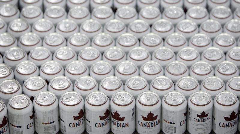 Cans of Molson Canadian are seen on the can line at Molson Breweries in Vancouver, Tuesday, Jan. 26, 2010.