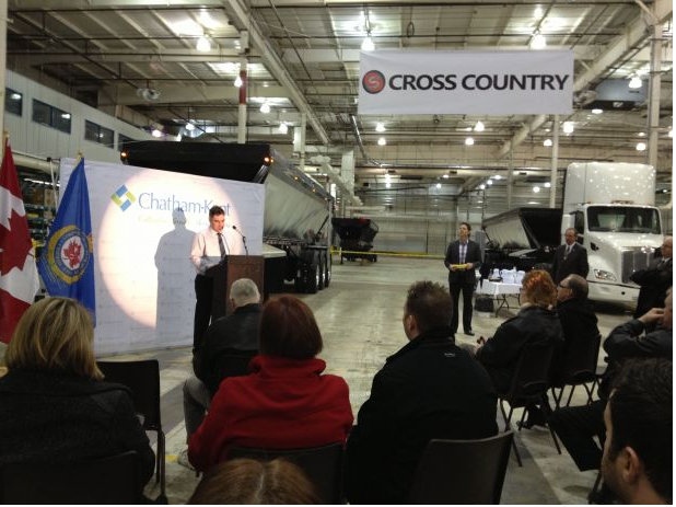 Cross Country Manufacturing announced its relocation to a facility in Blenheim, Ont., on Thursday, Feb. 7, 2013. (Gina Chung / CTV Windsor)