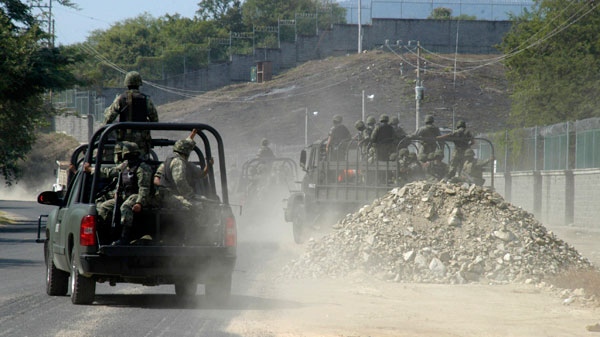 Soldiers patrol in the southern state of Guerrero, Mexico