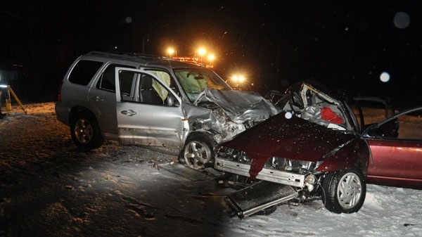 One person left dead after two-car crash Sunday Jan. 9, 2011.