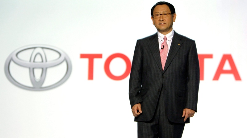 Akio Toyoda, president of the Toyota Motor Corporation speaks at the North American International Auto Show in Detroit, Monday, Jan. 10, 2011. (AP / Paul Sancya) 