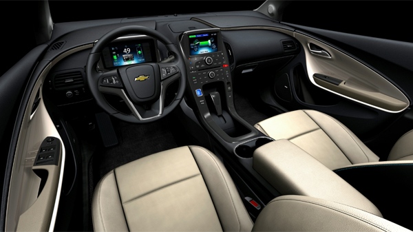 The inside of a 2011 Chevrolet Volt is seen in this image courtesy General Motors of Canada.