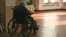 A senior citizen is seen inside a long-term care home in Ontario.