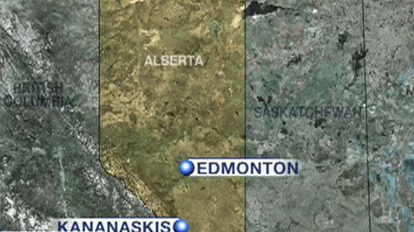 A CTV map details the location of an avalanche that occured in Kananaskis Country, Alta. on Sunday, Jan. 16, 2011.