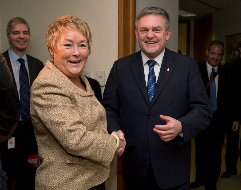 Quebec Premier Pauline Marois greets New Brunswick