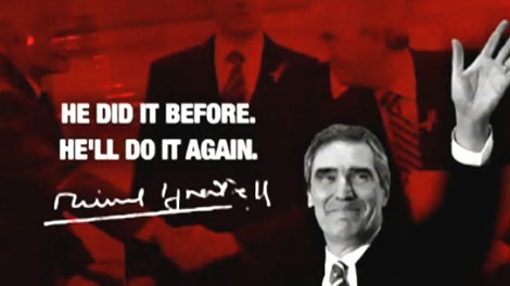 This image is taken from one of the Conservatives attack ads that take aim at Ignatieff and his so-called 'coalition partners,' the Bloc Quebecois and NDP, which were launched on Monday, Jan. 17, 2011. 