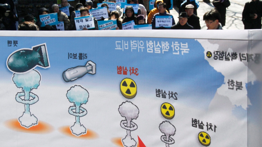 North Korea; nuclear testing; South Korea protest