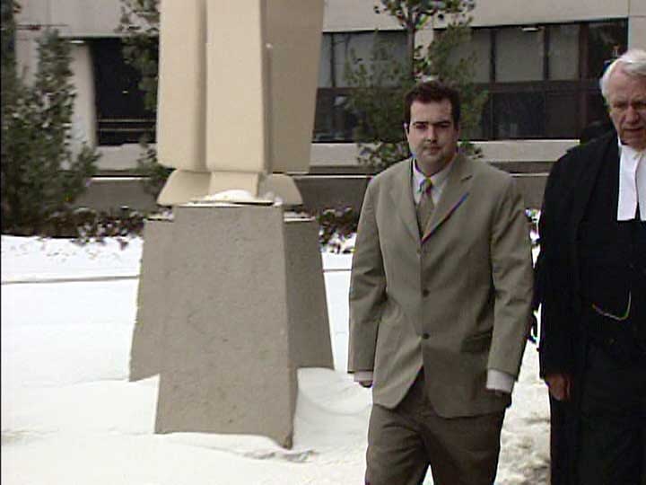 Christopher Gale is seen outside the courthouse where his second-degree murder trial is taking place in London, Ont. on Wednesday, Feb. 20, 2013.