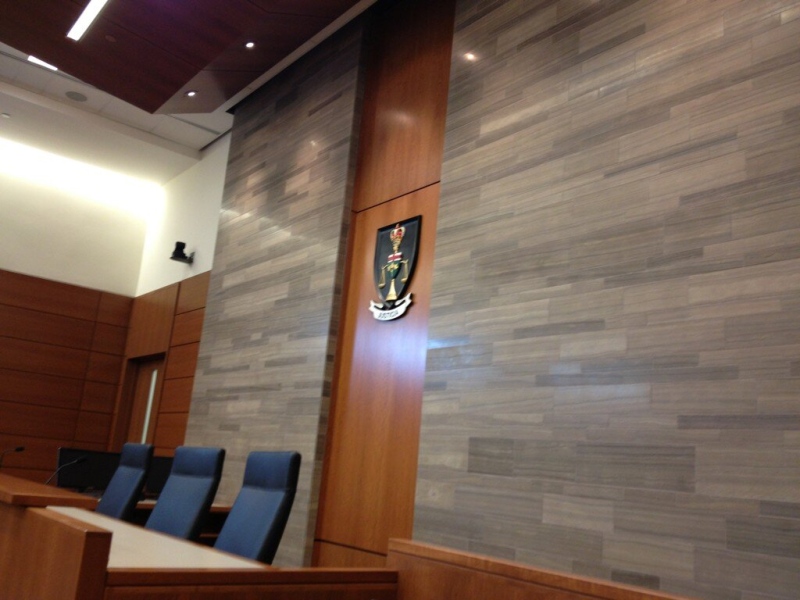 An Ontario Superior Court room is seen inside Kitchener's consolidated courthouse on Friday, Feb. 22, 2013. (Nicole Lampa / CTV Kitchener)