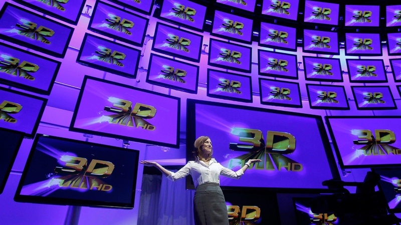 Panasonic demonstrates its 3-D televisions at the Consumer Electronics Show Thursday, Jan. 6, 2011, in Las Vegas. (AP / Isaac Brekken)