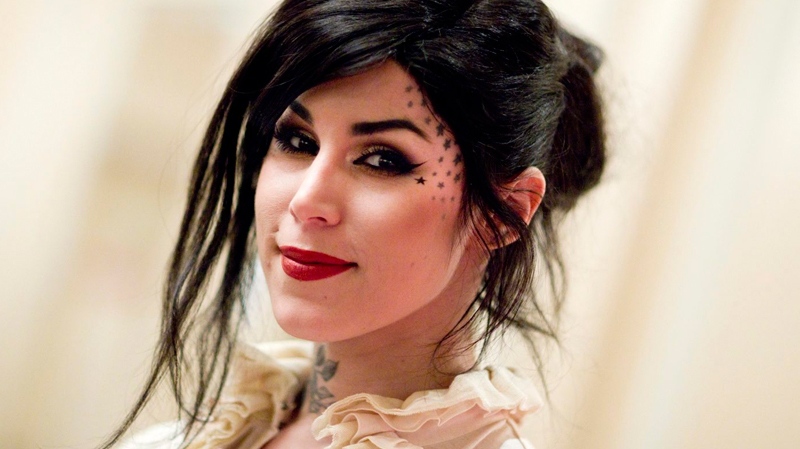 Katherine von Drachenberg aka Kat Von D poses before a news conference to promote her latest book in Berlin, Germany, Monday, Dec. 6, 2010. (AP / Gero Breloer)