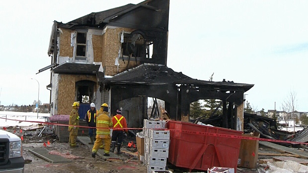Two sub-contractors were able to escape the blaze after a house in Spruce Grove exploded Saturday night.
