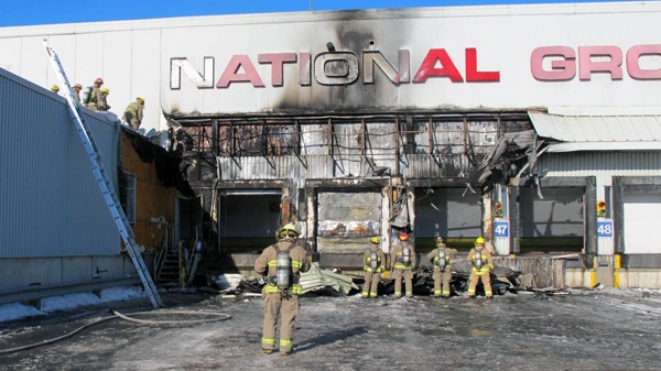 About 50 firefighters respond to a blaze at the National Grocers building in east Ottawa, Thursday, Jan. 20, 2011. Photo courtesy: Ottawa Fire Services 