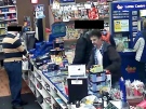 A suspect sought in connect with a theft at the Talbot Mini Mart in St. Thomas, Ont. is seen in this security image released by the St. Thomas Police Service.