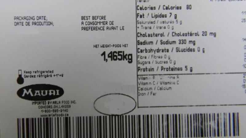 Mauri brand gorgonzola cheese product label.