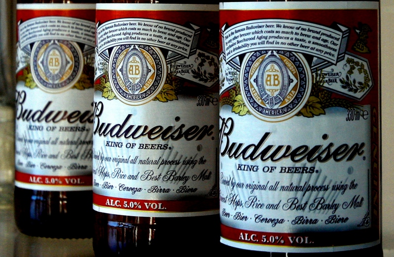 Bottles of Budweiser beer are seen at the Stag Brewery in London in this 2009 file photo. (AP Photo/Kirsty Wigglesworth)