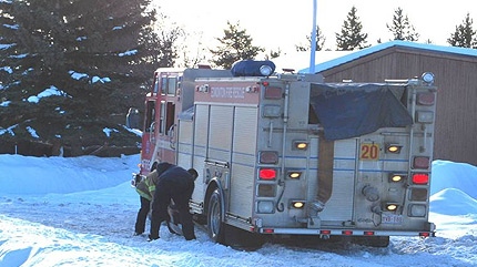 CTV Viewer Dale Cocks sent in this photo of a fire truck that became stuck in the Blue Quill neighbourhood on Sunday January 23rd, 2011.