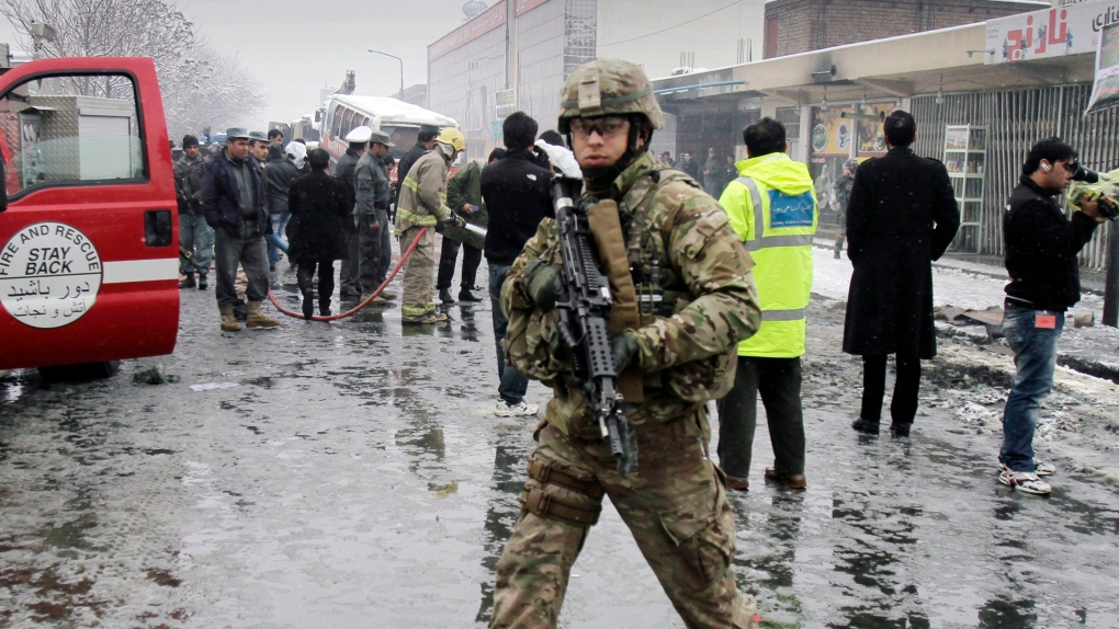 A U.S. soldier with the NATO- led forces