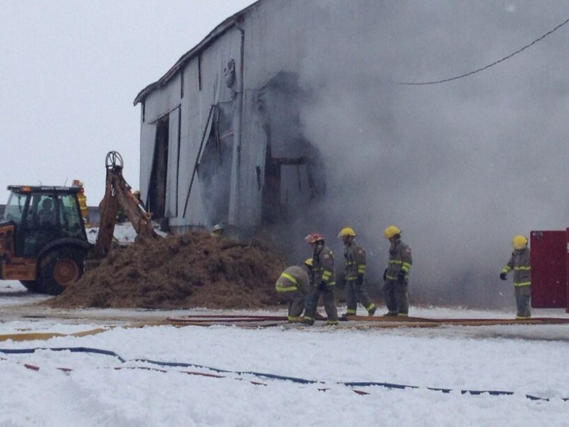 Fire crews are on scene in Middlesex Centre for a barn fire on Thursday, Feb. 28, 2013. (Cristina Howorun / CTV London) 