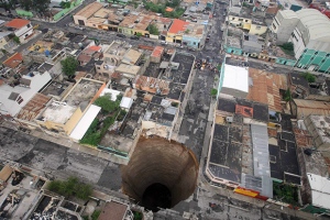 A sinkhole covers an intersection in Guatemala 