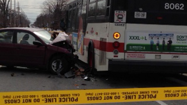 Driver taken to hospital after collision with TTC bus