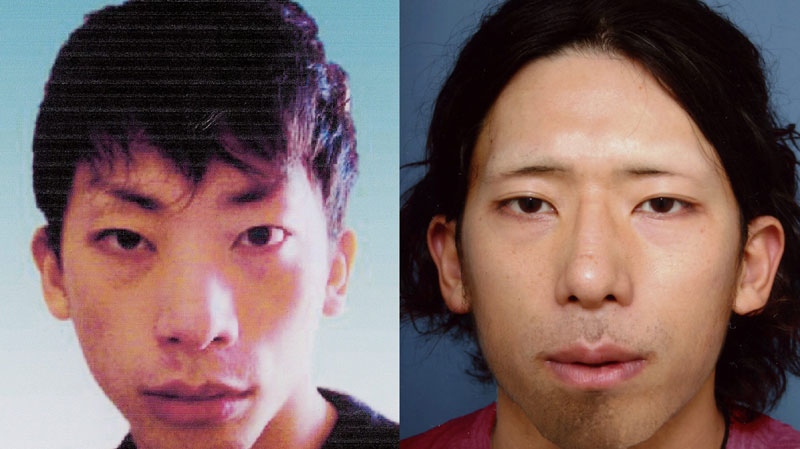 In these file photo, left, and image distributed Nov. 6, 2009 by Chiba Prefectural Gyotoku Police, Tatsuya Ichihashi, the prime suspect in the 2007 murder case of British language school teacher Lindsay Ann Hawker, is shown before, left, and after cosmetic surgeries. (AP Photo/Chiba Prefectural Gyotoku Police, File) 