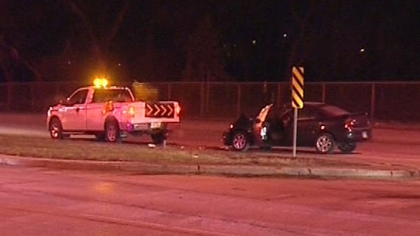 The scene of an accident in Winnipeg where Michaal Pacheco was hit by an impaired driver is seen in April 2008.