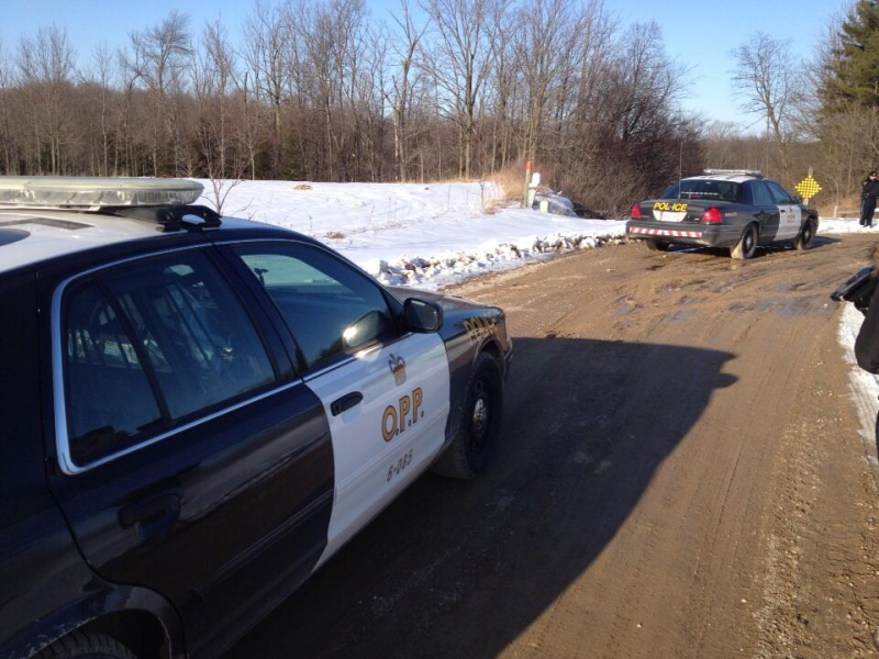 OPP are investigating after a body was found at the Whittaker Lake Conservation Area southeast of London, Ont. on Tuesday, March 5, 2013. (Daryl Newcombe / CTV London)