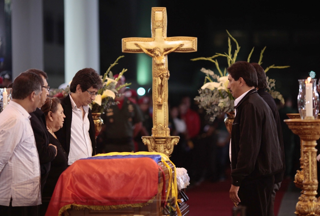 Hugo Chavez's flag-draped coffin, March 6, 2013 