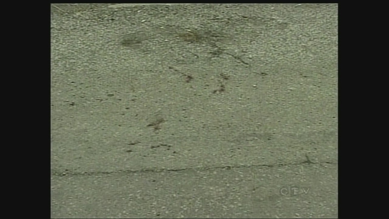 Blood on the street from Windsor stabbing incident
