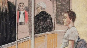 In this court sketch, Luka Magnotta is seen at his preliminary hearing in Montreal, Monday, March 11, 2013. 